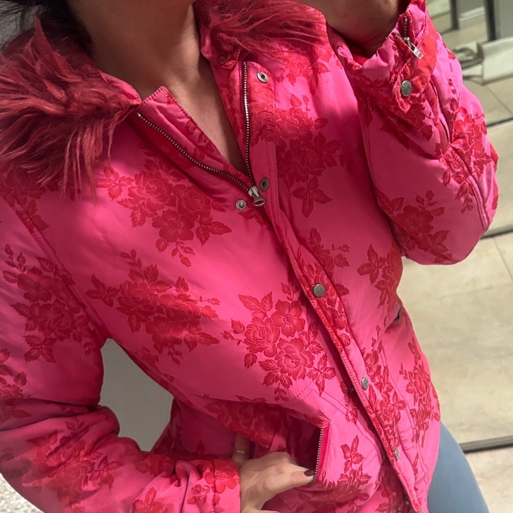 Oilily hot pink jacket with faux fur collar
